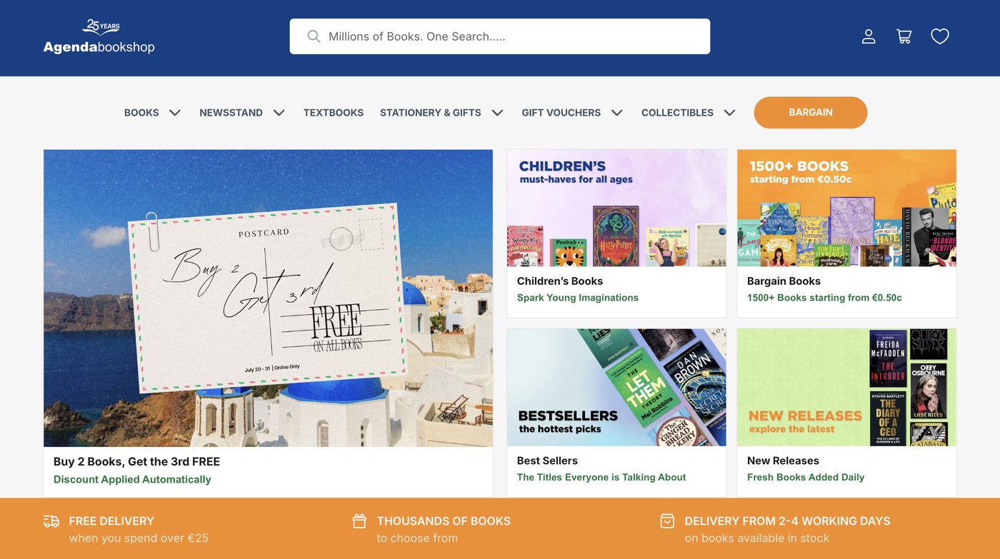 The rebuilt Agenda Bookshop storefront on Shopify Plus